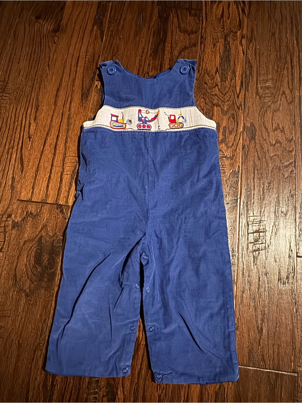Classic Blue Smocked Corduroy Overalls for Kids